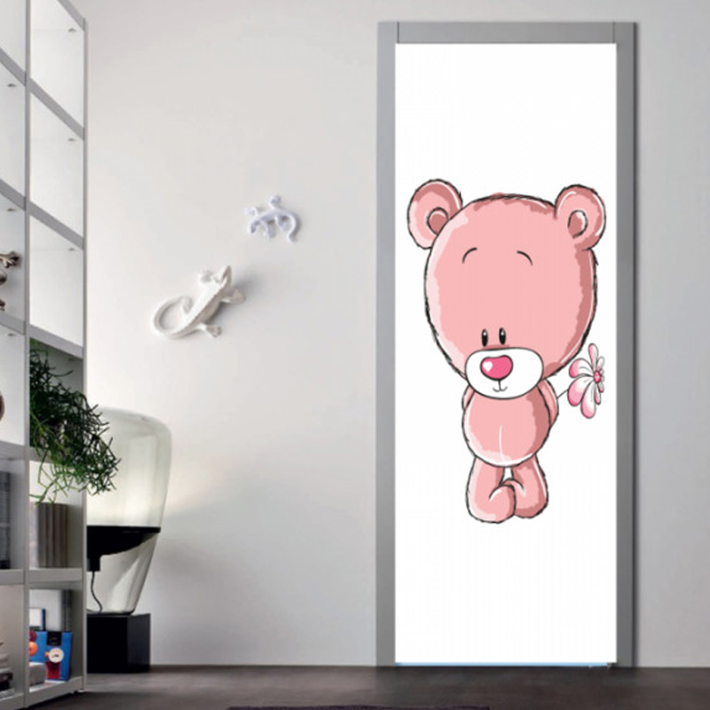 Αυτοκόλλητο πόρτας με Ροζ αρκουδάκι